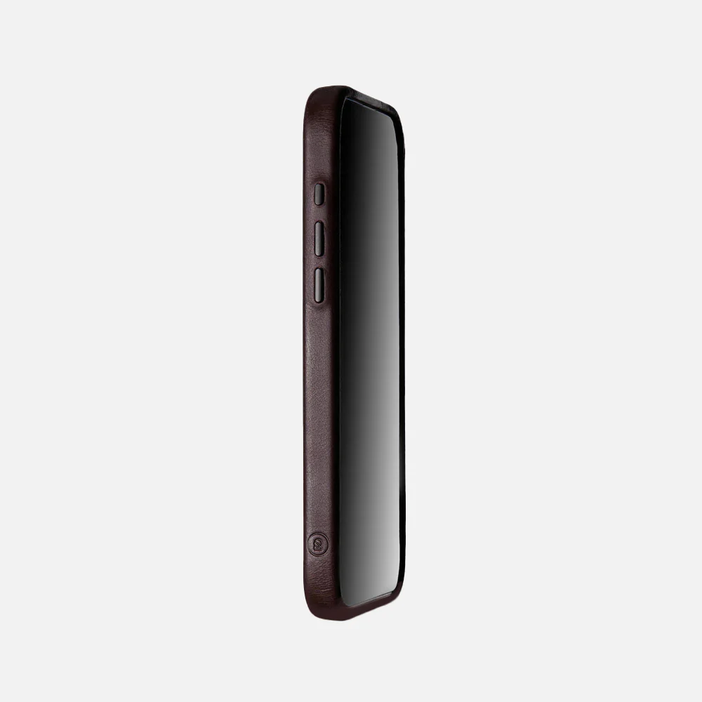 iPhone 16e Leather Shell Case Metal, MagSafe - Dark Brown - Image 4