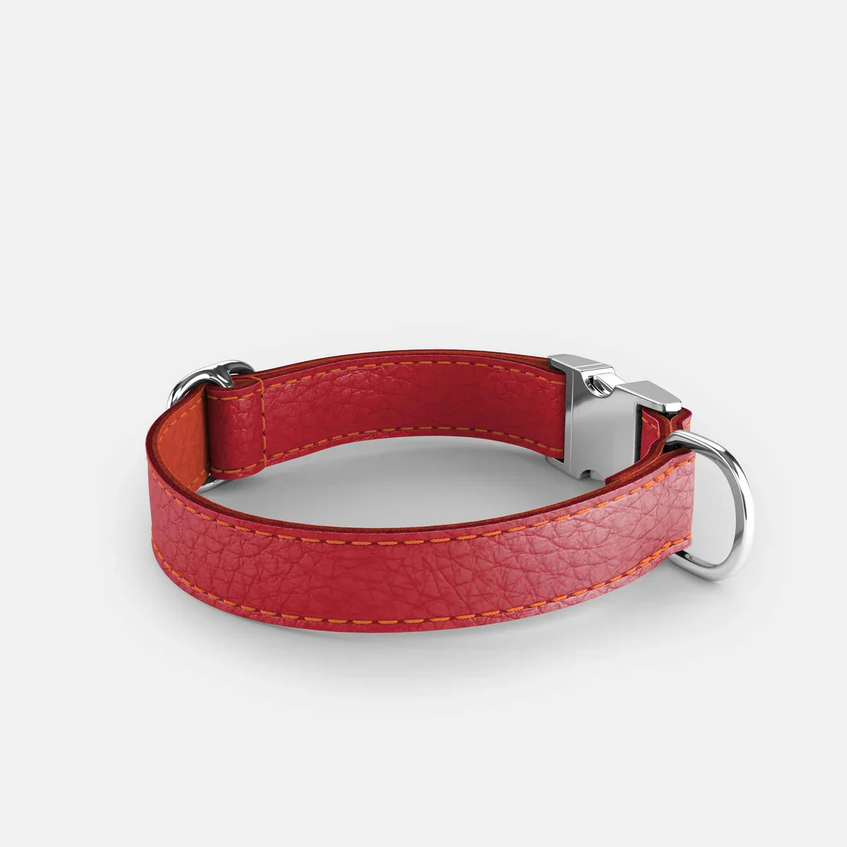 Leather Dog Collar - Red and Coral - Image 3