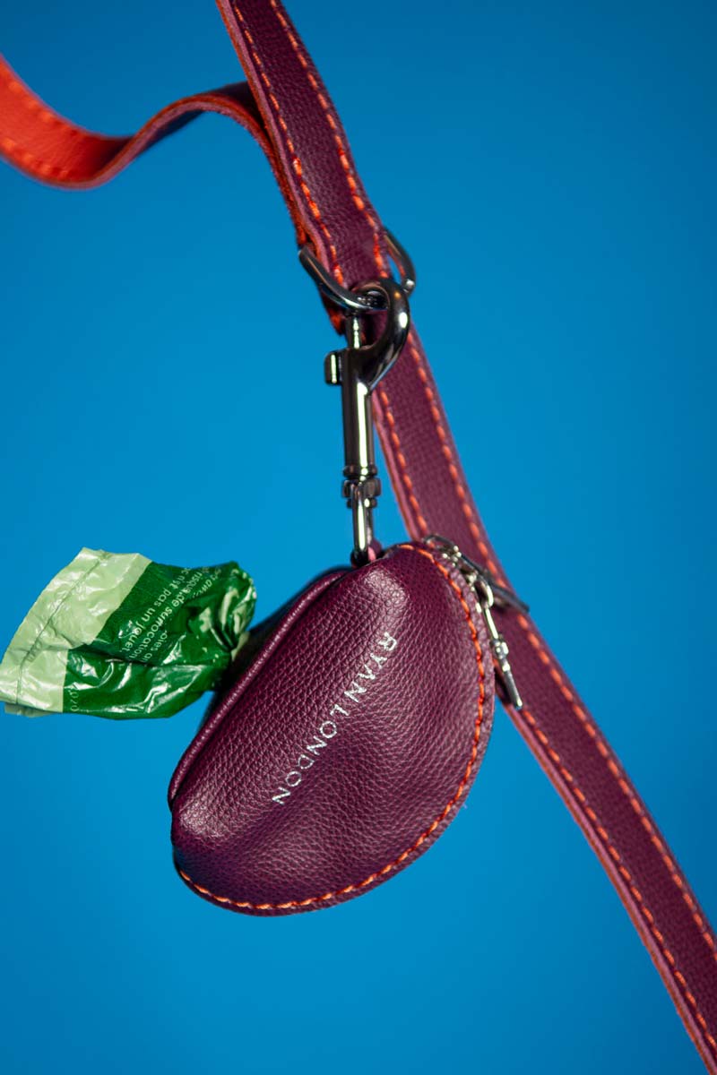 Leather Dog Poop Bag Holder - Dark Purple - Image 5