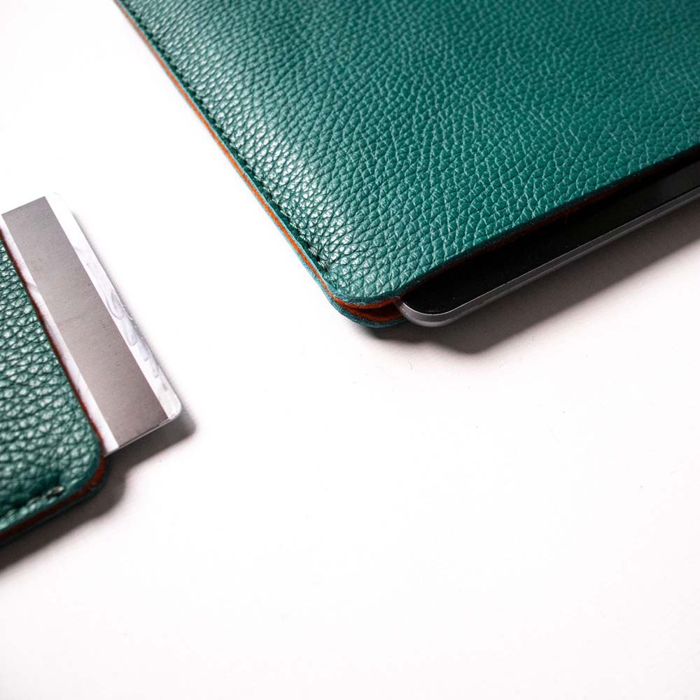 Leather iPad Air 11" Sleeve - Avocado Green and Orange - Image 3