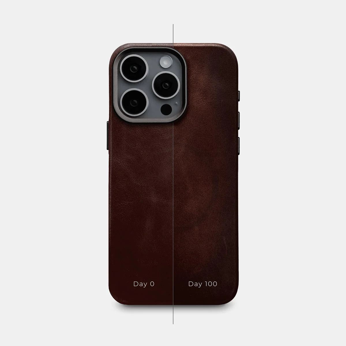 iPhone 15 Pro Leather Shell Case Metal, MagSafe - Dark Brown - Image 4