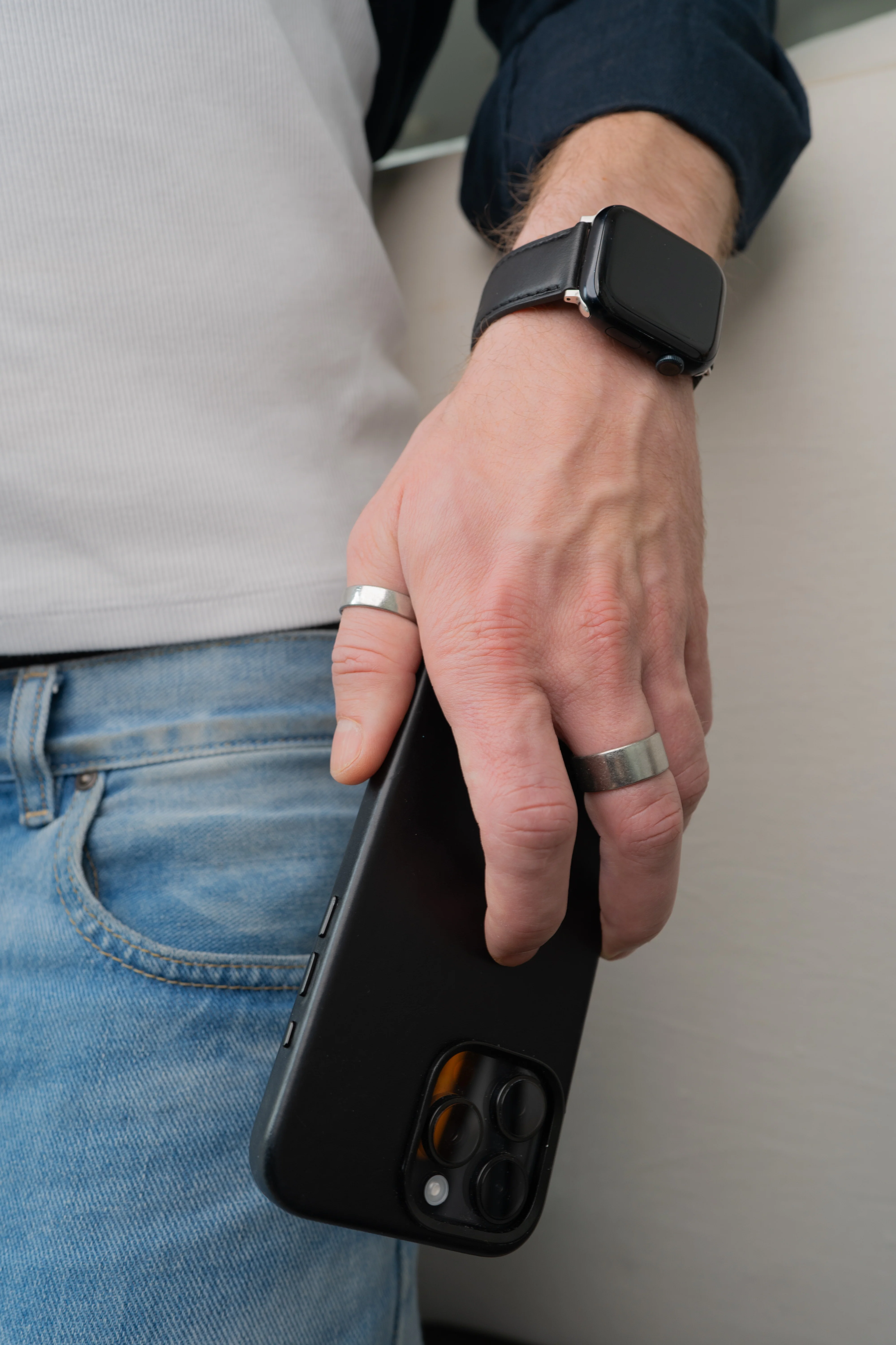 Luxury Leather Apple Watch Band Straps – Black - Image 8