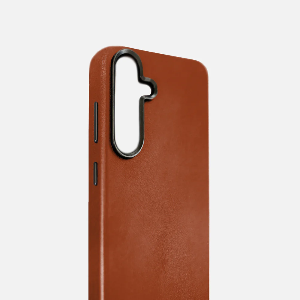 Samsung S25 Leather Shell Case - Saddle Brown - Image 3